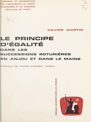 cover image of Le principe d'égalité dans les successions roturières en Anjou et dans le Maine
